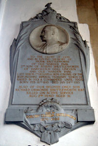 Frank Shuttleworth's memorial on the north wall of the chancel March 2008